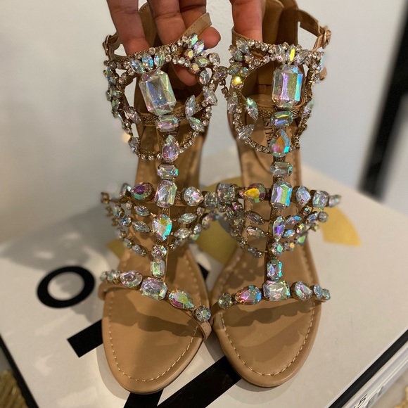 JustFab Shoes - Rhinestone wedge sandals